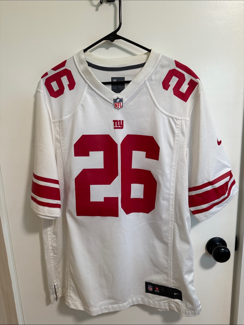 Nike New York Giants White & Red #26 Barkley Football Jersey